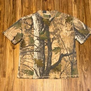 Fleece Factory men’s medium shirt sweatshirt short sleeve camo brown green nwot